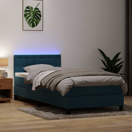Giroletto a Molle con Materasso Blu Scuro 100x210 cm in Velluto
