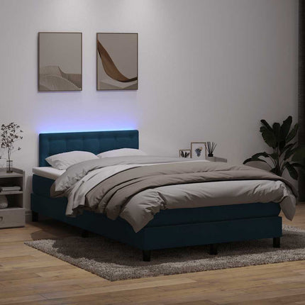 Giroletto a Molle con Materasso Blu Scuro 120x210 cm in Velluto
