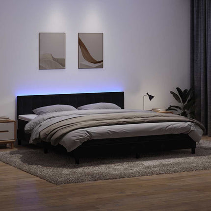 Giroletto a Molle con Materasso Nero 180x210 cm in Velluto
