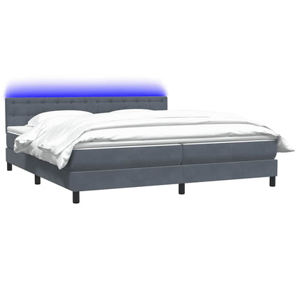 Giroletto a Molle con Materasso Grigio Scuro 200x210 cm Velluto