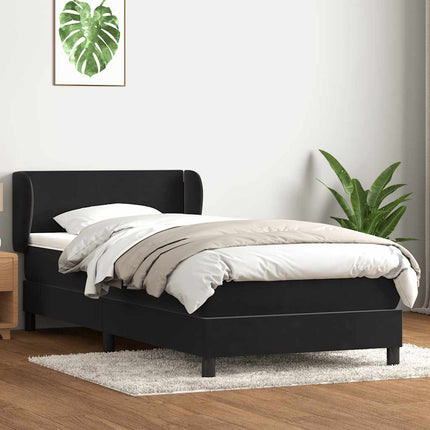 Giroletto a Molle con Materasso Nero 100x210 cm in Velluto