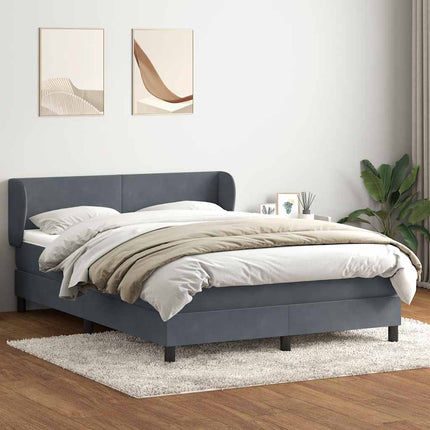 Giroletto a Molle con Materasso Grigio Scuro 140x220 cm Velluto