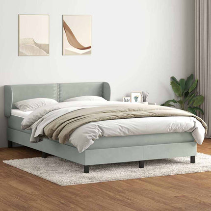 Giroletto a Molle con Materasso Grigio Chiaro 160x210cm Velluto