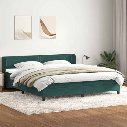 Giroletto a Molle con Materassi Verde Scuro 200x210 cm Velluto