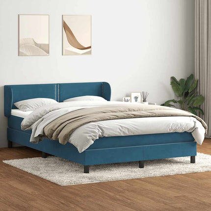 Giroletto a Molle con Materasso Blu Scuro 160x220 cm in Velluto