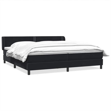 Giroletto a Molle con Materassi Nero 180x220 cm in Velluto