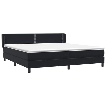 Giroletto a Molle con Materassi Nero 180x220 cm in Velluto