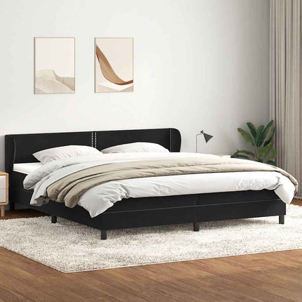 Giroletto a Molle con Materassi Nero 180x220 cm in Velluto