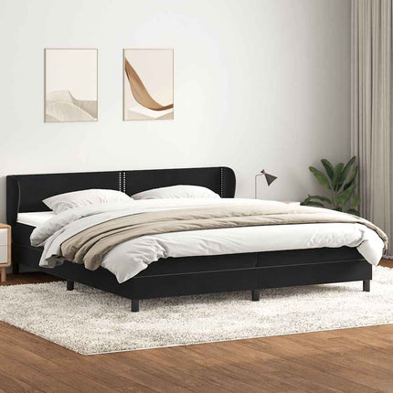 Giroletto a Molle con Materassi Nero 200x220 cm in Velluto