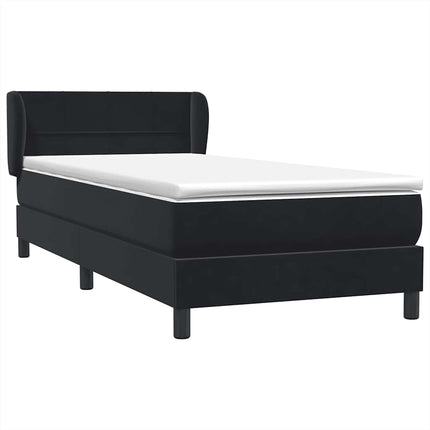 Giroletto a Molle con Materasso Nero 90x220 cm in Velluto