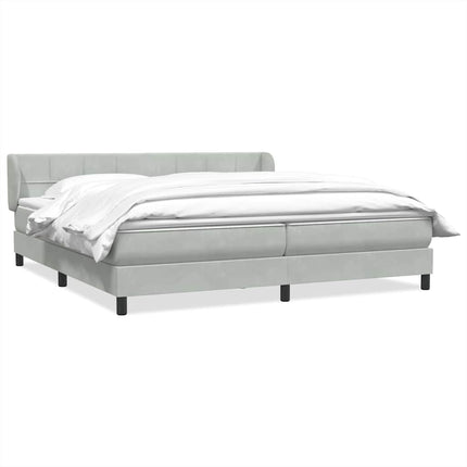 Giroletto a Molle con Materassi Grigio Chiaro 180x220cm Velluto