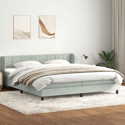 Giroletto a Molle con Materassi Grigio Chiaro 180x220cm Velluto