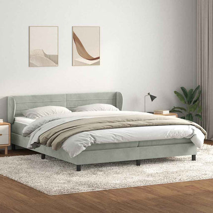 Giroletto a Molle con Materassi Grigio Chiaro 200x210cm Velluto