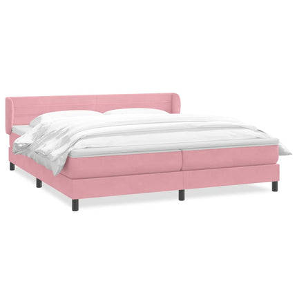 Giroletto a Molle con Materassi Rosa 200x210 cm in Velluto