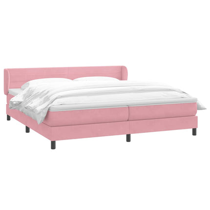 Giroletto a Molle con Materassi Rosa 200x210 cm in Velluto
