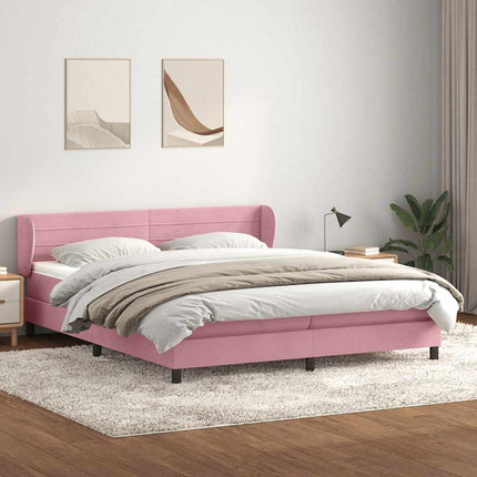Giroletto a Molle con Materassi Rosa 200x210 cm in Velluto