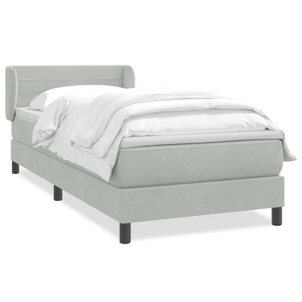 Giroletto a Molle con Materasso Grigio Chiaro 80x220 cm Velluto