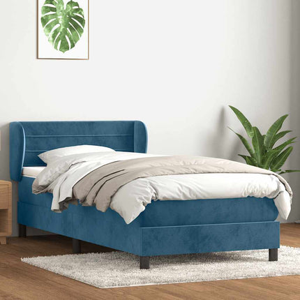 Giroletto a Molle con Materasso Blu Scuro 80x220 cm Velluto