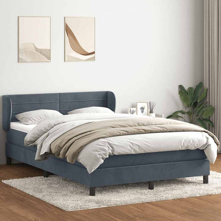 Giroletto a Molle con Materasso Grigio Scuro 140x220 cm Velluto