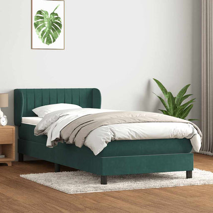 Giroletto a Molle con Materasso Verde Scuro 90x210 cm Velluto