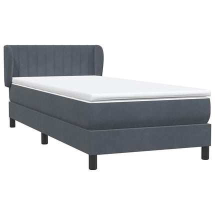 Giroletto a Molle con Materasso Grigio Scuro 100x210 cm Velluto