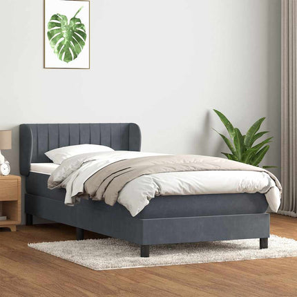 Giroletto a Molle con Materasso Grigio Scuro 100x210 cm Velluto