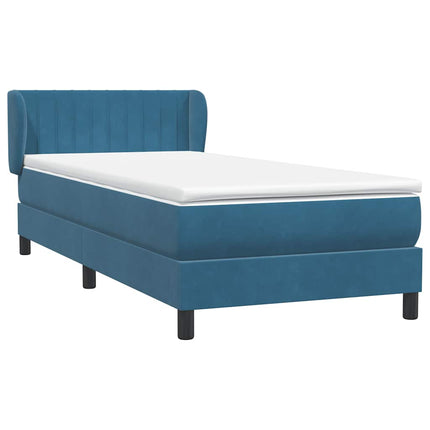Giroletto a Molle con Materasso Blu Scuro 100x210 cm in Velluto