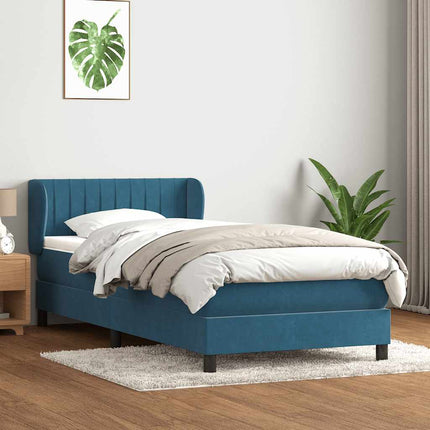 Giroletto a Molle con Materasso Blu Scuro 100x210 cm in Velluto