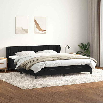 Giroletto a Molle con Materassi Nero 180x210 cm in Velluto