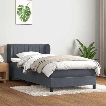 Giroletto a Molle con Materasso Grigio Scuro 100x220 cm Velluto