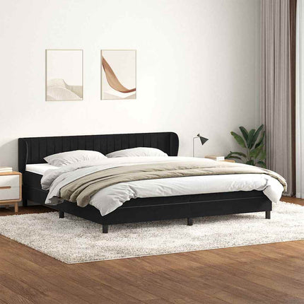 Giroletto a Molle con Materassi Nero 180x220 cm in Velluto