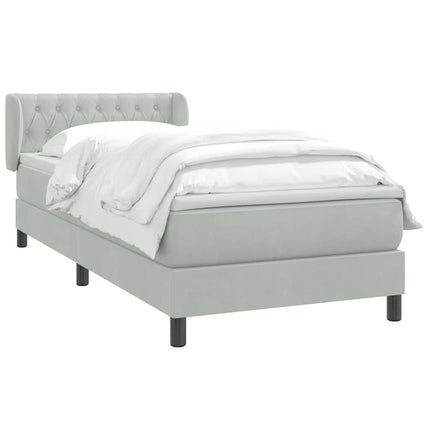 Giroletto a Molle con Materasso Grigio Chiaro 80x210 cm Velluto