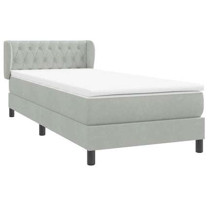 Giroletto a Molle con Materasso Grigio Chiaro 80x210 cm Velluto