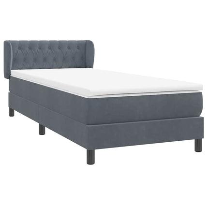 Giroletto a Molle con Materasso Grigio Scuro 90x210 cm Velluto