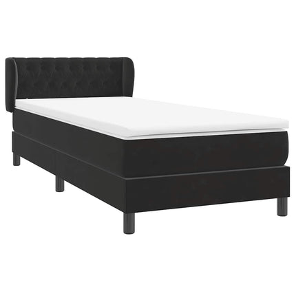 Giroletto a Molle con Materasso Nero 100x210 cm in Velluto