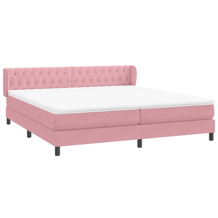 Giroletto a Molle con Materassi Rosa 200x210 cm in Velluto