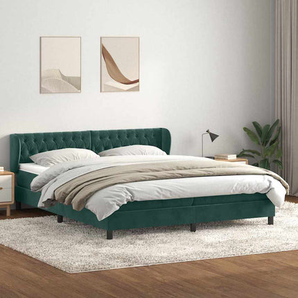 Giroletto a Molle con Materassi Verde Scuro 180x220 cm Velluto
