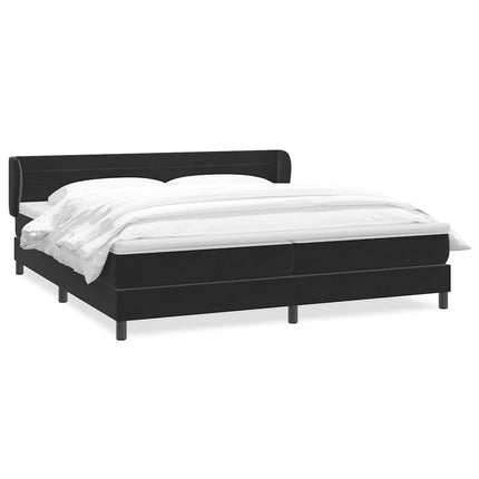 Giroletto a Molle con Materassi Nero 200x220 cm in Velluto