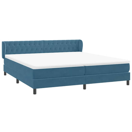 Giroletto a Molle con Materassi Blu Scuro 200x220 cm in Velluto