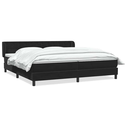 Giroletto a Molle con Materassi Nero 180x210 cm in Velluto