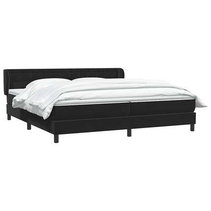 Giroletto a Molle con Materassi Nero 180x210 cm in Velluto