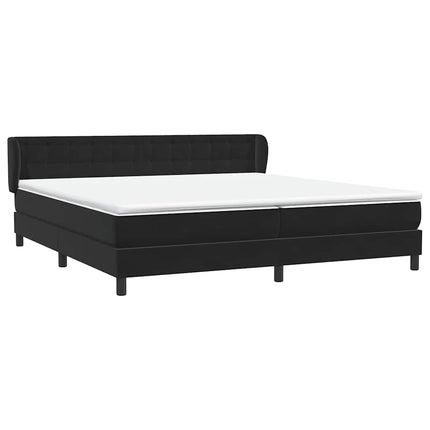 Giroletto a Molle con Materassi Nero 180x210 cm in Velluto