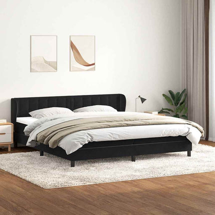 Giroletto a Molle con Materassi Nero 180x210 cm in Velluto