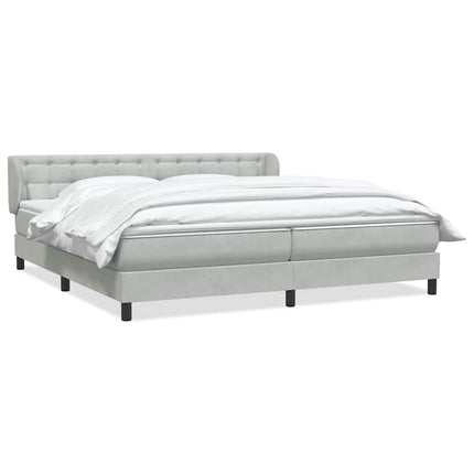 Giroletto a Molle con Materassi Grigio Chiaro 200x210cm Velluto