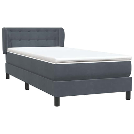 Giroletto a Molle con Materasso Grigio Scuro 80x220 cm Velluto