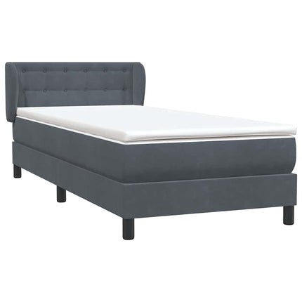 Giroletto a Molle con Materasso Grigio Scuro 100x220 cm Velluto