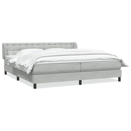 Giroletto a Molle con Materassi Grigio Chiaro 200x220cm Velluto