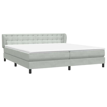Giroletto a Molle con Materassi Grigio Chiaro 200x220cm Velluto