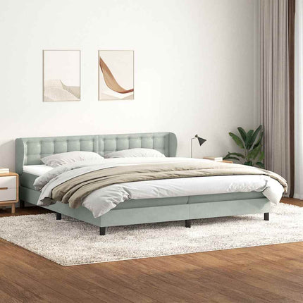Giroletto a Molle con Materassi Grigio Chiaro 200x220cm Velluto