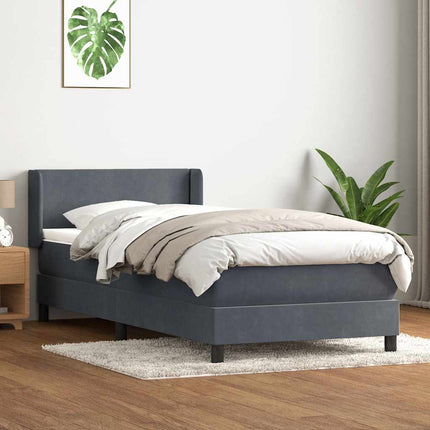 Giroletto a Molle con Materasso Grigio Scuro 80x210 cm Velluto
